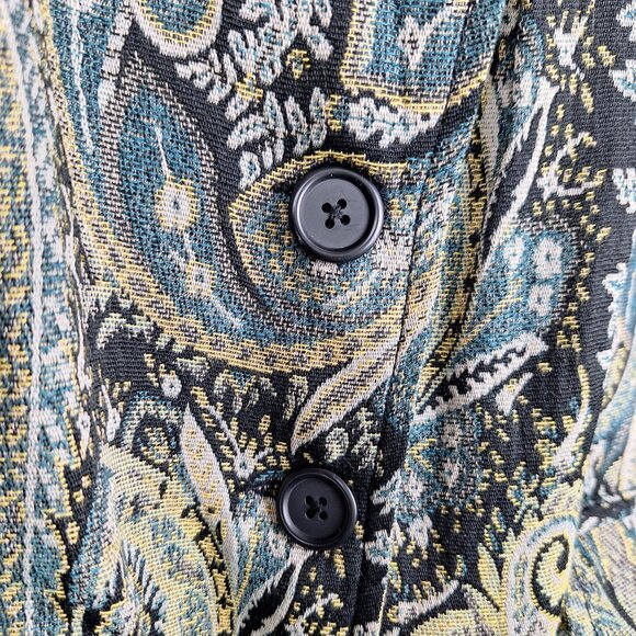 Sunset Cove Paisley Tapestry Blazer Size 14. Blue Black Gold Threads Floral - Picture 10 of 14
